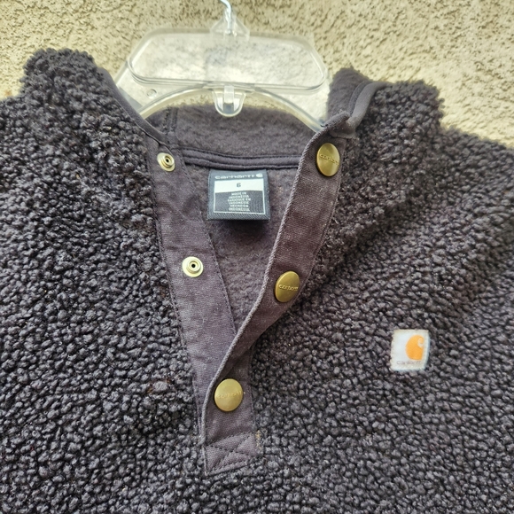 CARHARTT Kids Fleece Hoodie Size 6 Black Pullover Jacket Front Pocket Logo - Picture 2 of 12